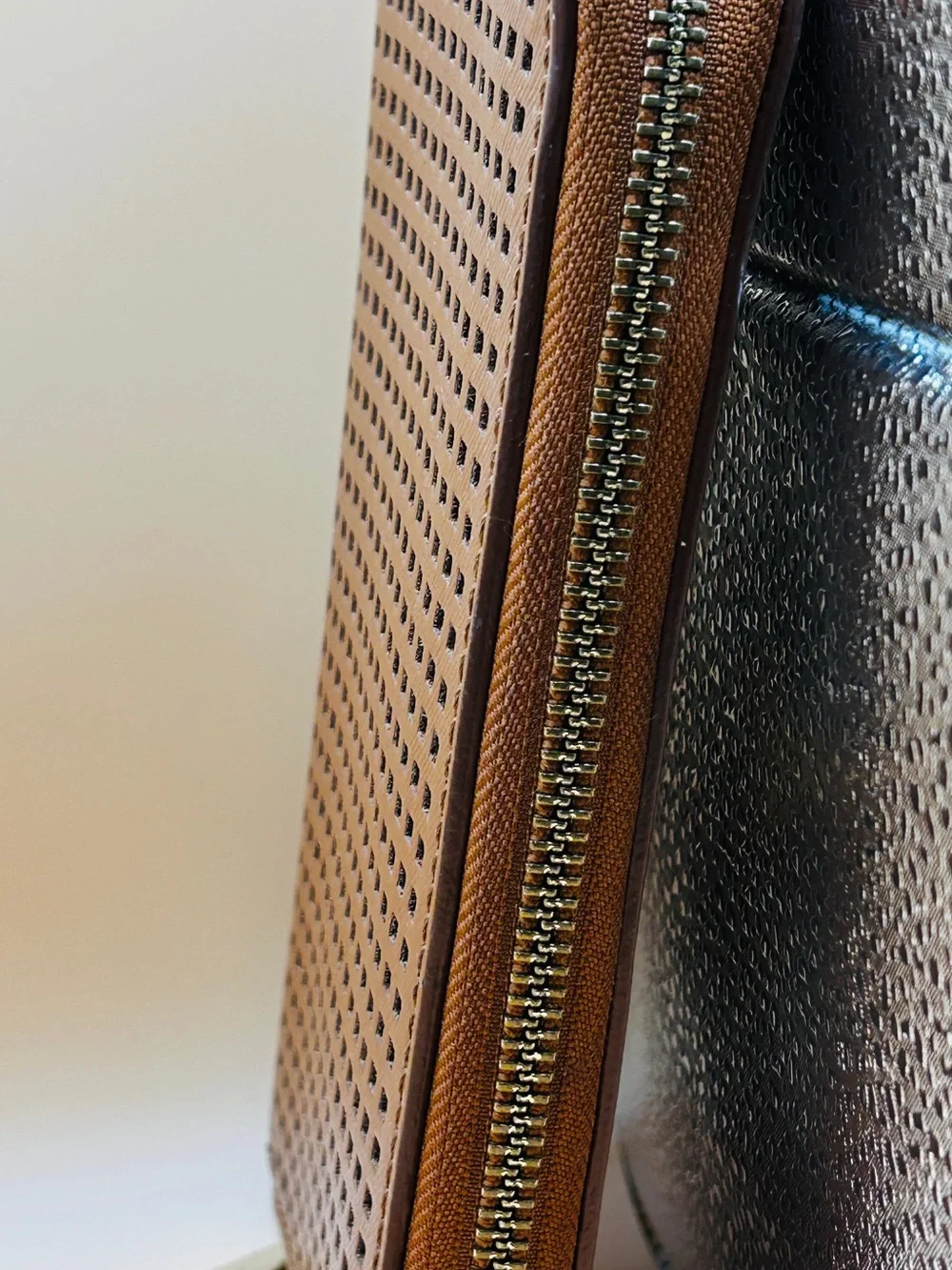 Tory Burch Perforated Zip-Around Full Size Wallet in Cognac Leather VGC